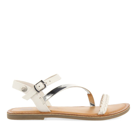 SANDALIAS BLANCAS DE PIEL CON DETALLES TRENZADOS Y METALIZADOS PARA NIÑA Y NIÑO HELIX
