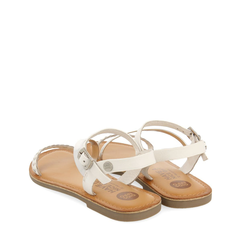 SANDALIAS BLANCAS DE PIEL CON DETALLES TRENZADOS Y METALIZADOS PARA NIÑA Y NIÑO HELIX