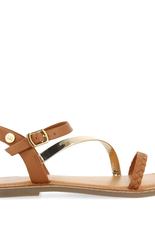 SANDALIAS COLOR CUERO DE PIEL CON DETALLES TRENZADOS Y METALIZADOS PARA NIÑA Y NIÑO HELIX