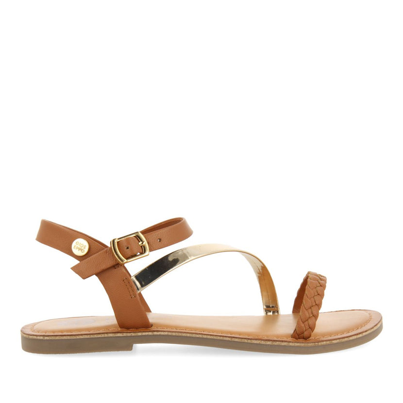 SANDALIAS COLOR CUERO DE PIEL CON DETALLES TRENZADOS Y METALIZADOS PARA NIÑA Y NIÑO HELIX