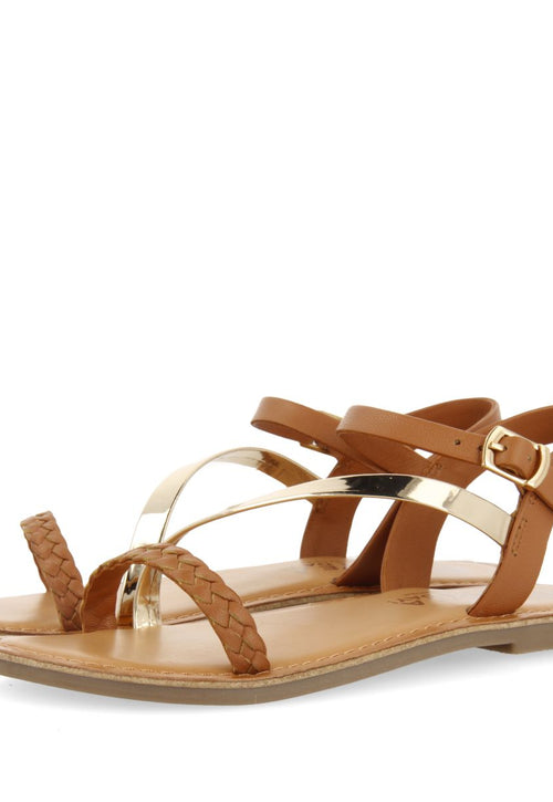 SANDALIAS COLOR CUERO DE PIEL CON DETALLES TRENZADOS Y METALIZADOS PARA NIÑA Y NIÑO HELIX