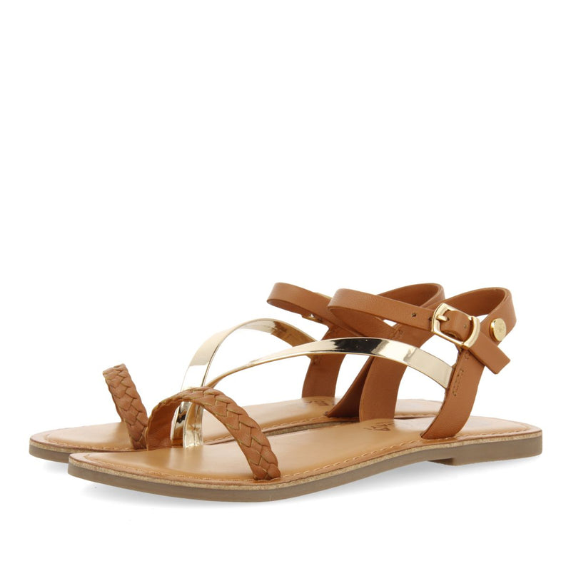 SANDALIAS COLOR CUERO DE PIEL CON DETALLES TRENZADOS Y METALIZADOS PARA NIÑA Y NIÑO HELIX