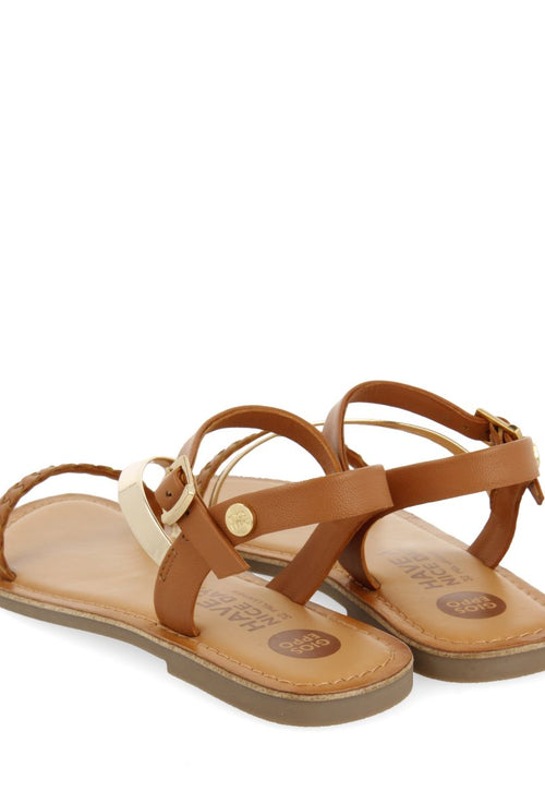 SANDALIAS COLOR CUERO DE PIEL CON DETALLES TRENZADOS Y METALIZADOS PARA NIÑA Y NIÑO HELIX