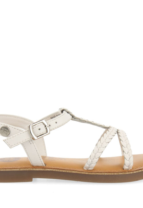 SANDALIAS BLANCAS DE PIEL CON TRENZADO PARA NIÑA Y NIÑO CINISI