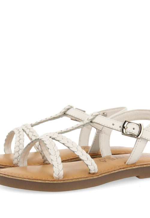 SANDALIAS BLANCAS DE PIEL CON TRENZADO PARA NIÑA Y NIÑO CINISI