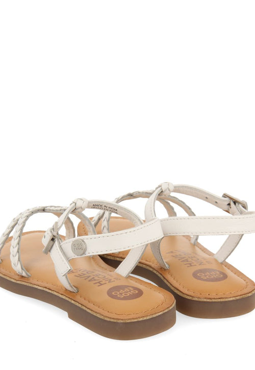SANDALIAS BLANCAS DE PIEL CON TRENZADO PARA NIÑA Y NIÑO CINISI