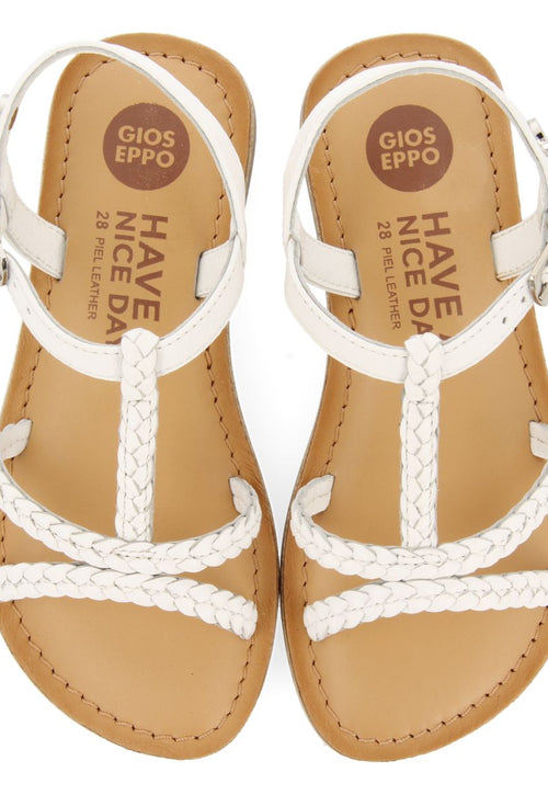 SANDALIAS BLANCAS DE PIEL CON TRENZADO PARA NIÑA Y NIÑO CINISI