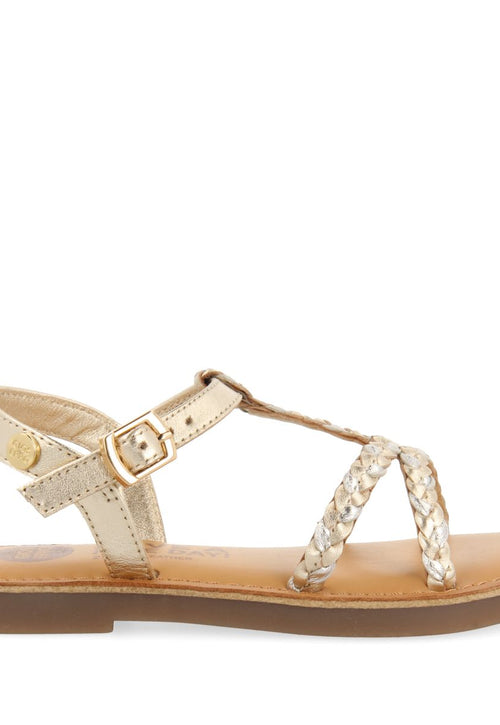 SANDALIAS DORADAS DE PIEL CON TRENZADO PARA NIÑA Y NIÑO CINISI