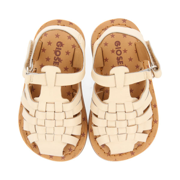 SANDALIAS COLOR OFF-WHITE DE PIEL ESTILO CANGREJERA PARA BEBÉ HARRAH
