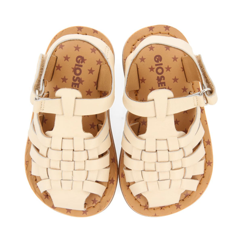 SANDALIAS COLOR OFF-WHITE DE PIEL ESTILO CANGREJERA PARA BEBÉ HARRAH
