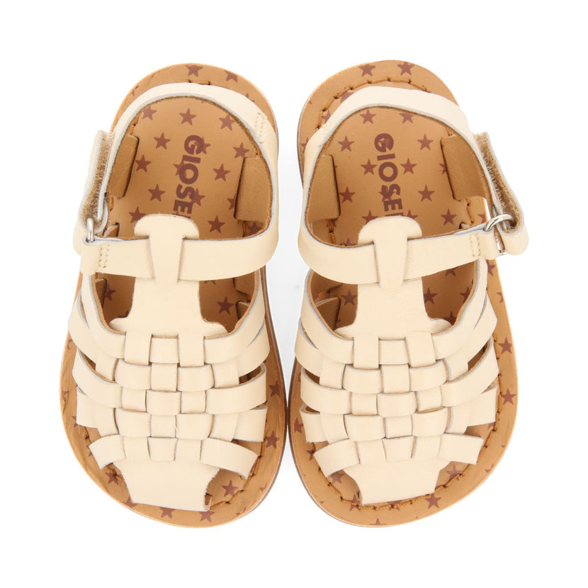 SANDALIAS COLOR OFF-WHITE DE PIEL ESTILO CANGREJERA PARA BEBÉ HARRAH