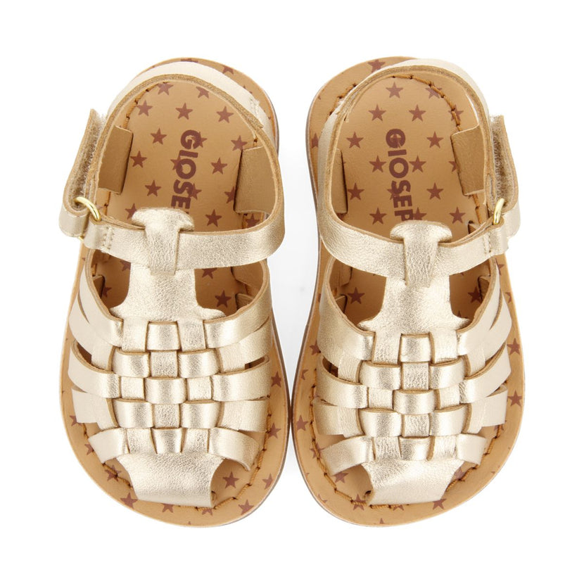 SANDALIAS DORADAS DE PIEL ESTILO CANGREJERA PARA BEBÉ HARRAH