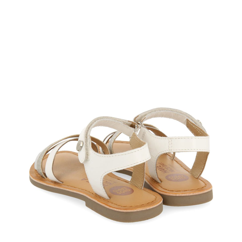 SANDALI BIANCHI IN PELLE CON DETTAGLI GLITTER E METALLIZZATI PER BAMBINA E BAMBINO LAWTEY