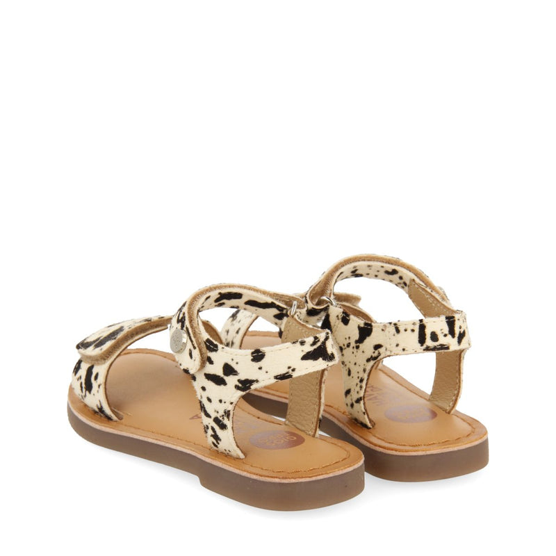 LEATHER SANDALS WITH ANIMAL PRINT AND ADJUSTABLE CLOSURE FOR GIRLS SELITE