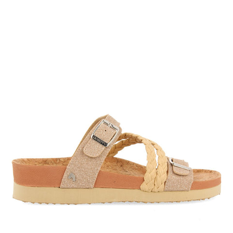 BIO STYLE SANDALS WITH GOLDEN STRAPS AND BUCKLE FOR WOMEN LOUPIAN