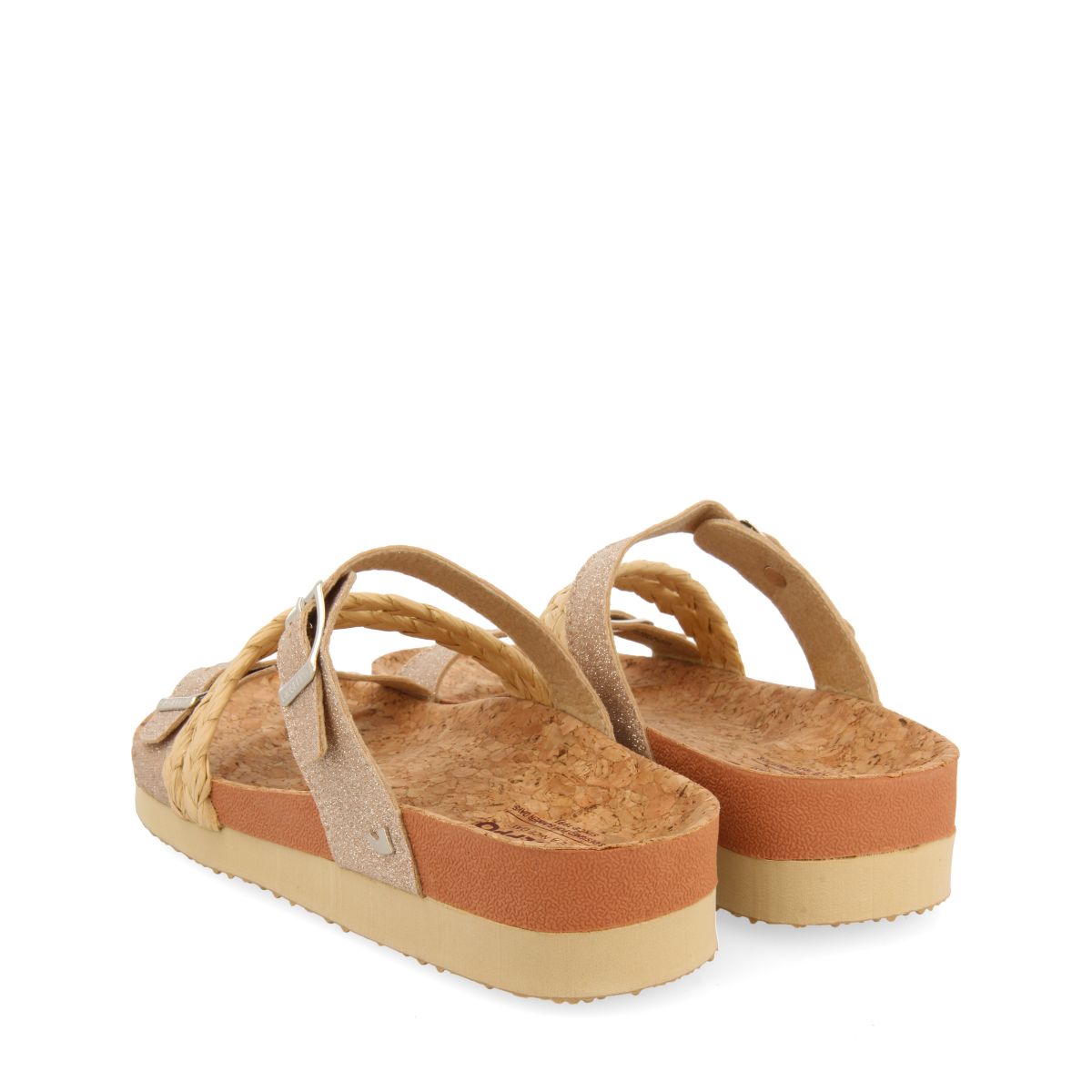 SANDALIAS CON CUÑA TIPO BIO Y TIRAS DORADAS PARA MUJER LOUPIAN