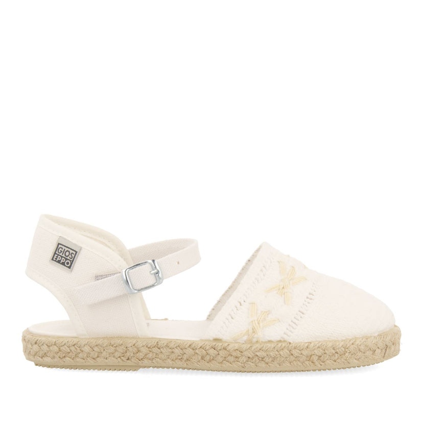 WHITE ESPADRILLES ALPARGATA STYLE WITH EMBROIDERY AND JUTE DETAILS FOR GIRL AND BOY COMITINI