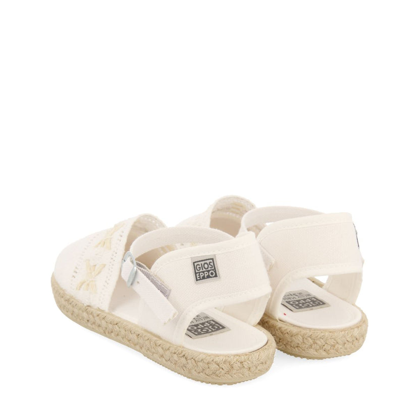 WHITE ESPADRILLES ALPARGATA STYLE WITH EMBROIDERY AND JUTE DETAILS FOR GIRL AND BOY COMITINI