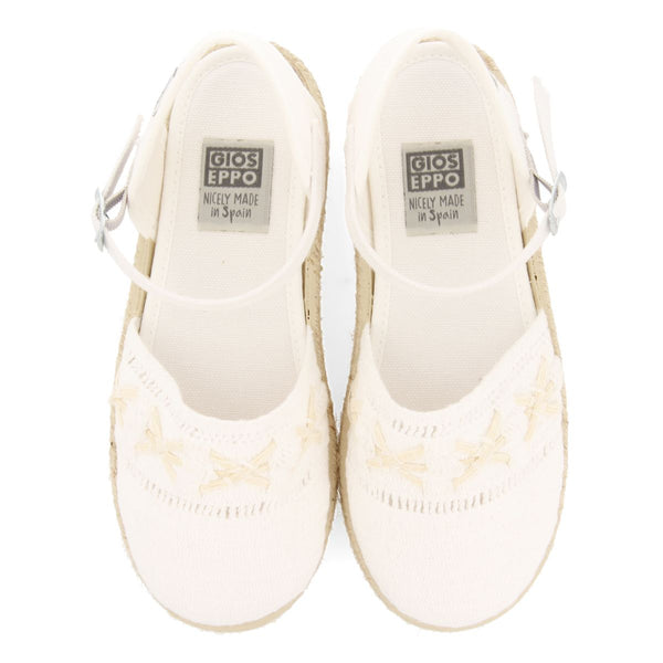 WHITE ESPADRILLES ALPARGATA STYLE WITH EMBROIDERY AND JUTE DETAILS FOR GIRL AND BOY COMITINI