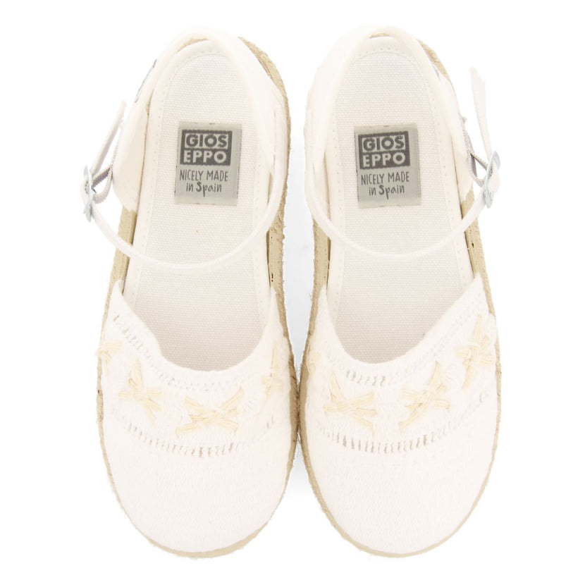 WHITE ESPADRILLES ALPARGATA STYLE WITH EMBROIDERY AND JUTE DETAILS FOR GIRL AND BOY COMITINI