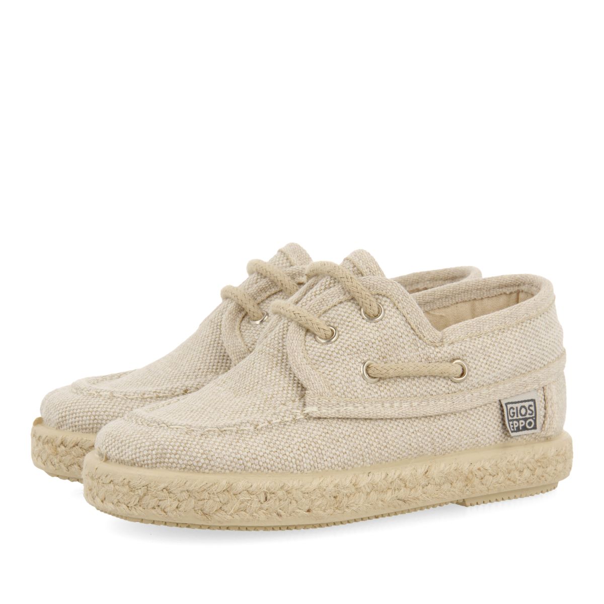 ESPADRILLES COLOR BEIGE ESTILO NÁUTICO Y DETALLES EN YUTE PARA NIÑO Y NIÑA ELLENTON