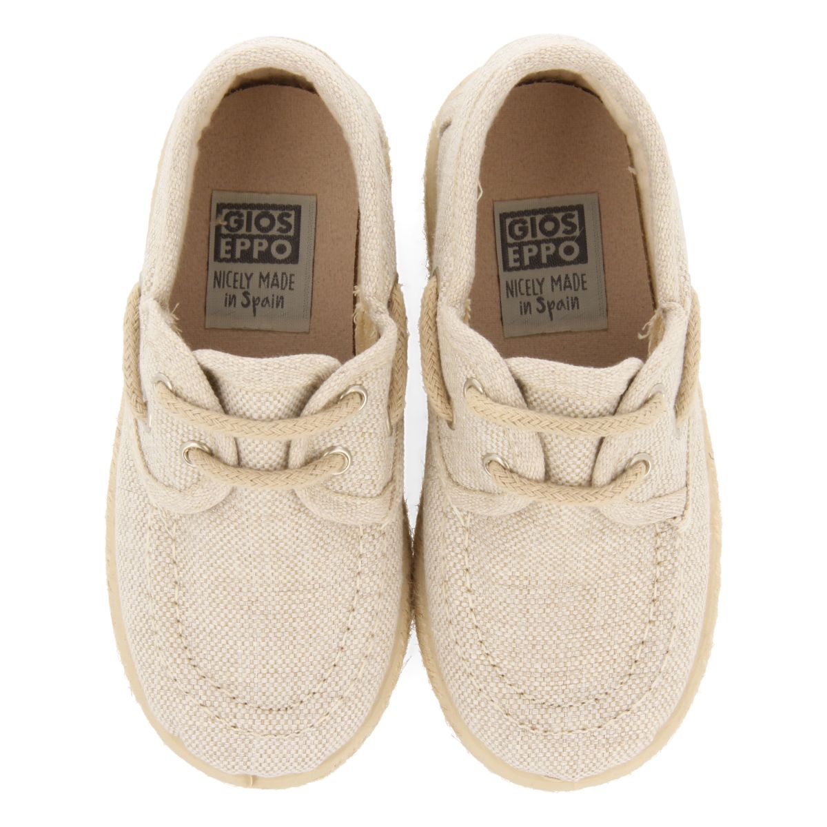 ESPADRILLES COLOR BEIGE ESTILO NÁUTICO Y DETALLES EN YUTE PARA NIÑO Y NIÑA ELLENTON