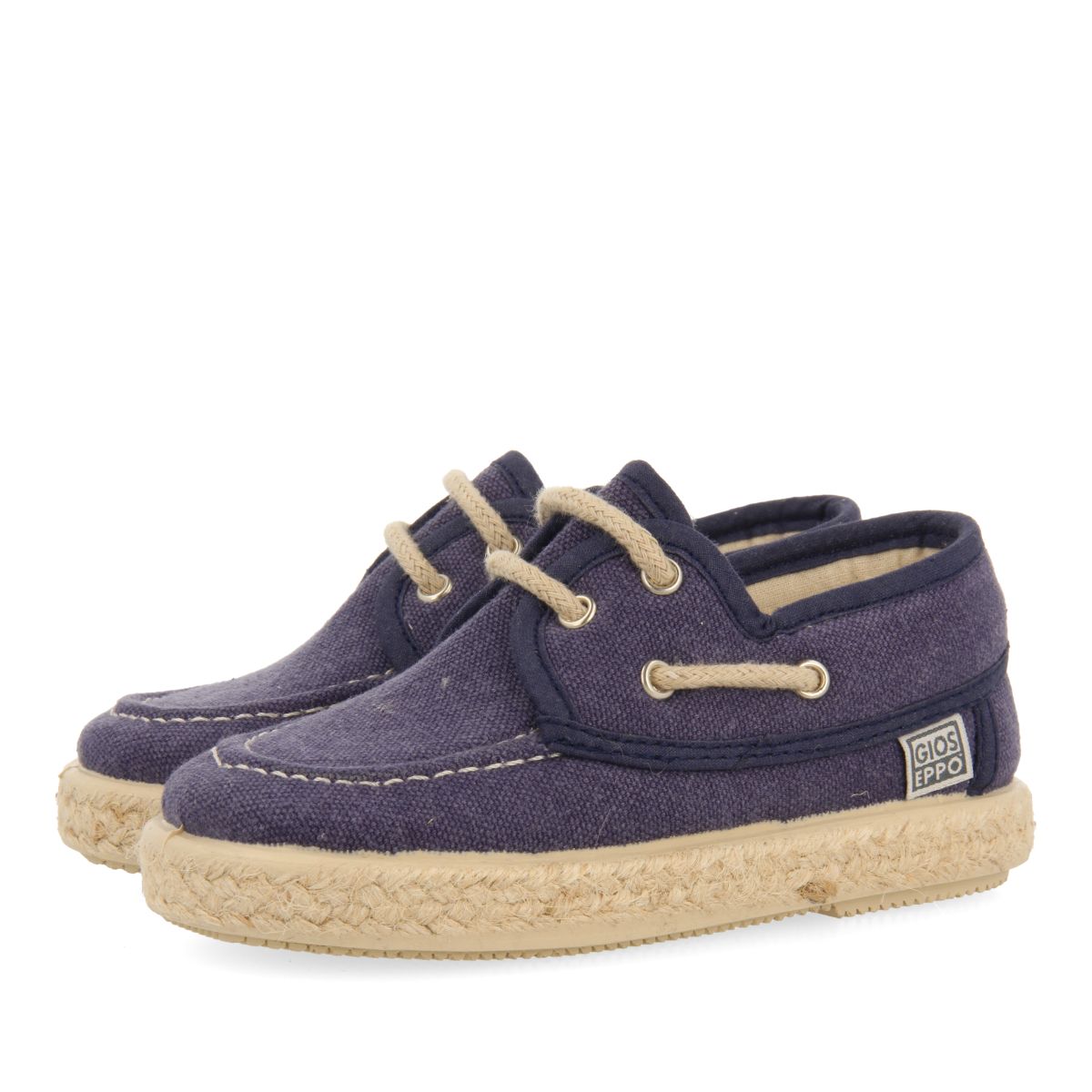 ESPADRILLES COLOR AZUL MARINO ESTILO NÁUTICO Y DETALLES EN YUTE PARA NIÑO Y NIÑA ELLENTON
