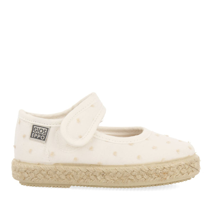 WHITE ESPADRILLES MARY JANE STYLE WITH POLKA DOT PRINT FOR GIRLS BUTERA