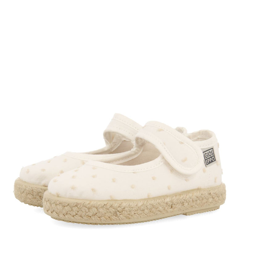 WHITE ESPADRILLES MARY JANE STYLE WITH POLKA DOT PRINT FOR GIRLS BUTERA