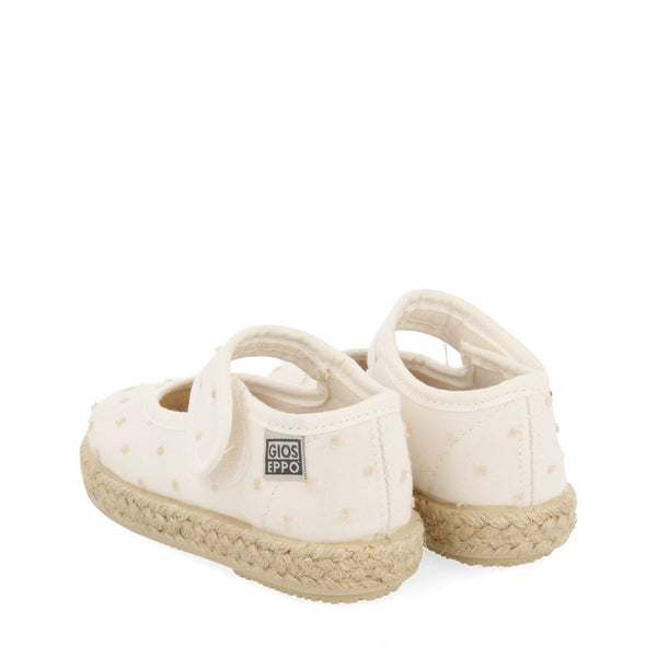 WHITE ESPADRILLES MARY JANE STYLE WITH POLKA DOT PRINT FOR GIRLS BUTERA