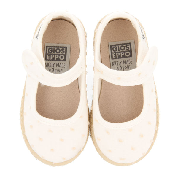 WHITE ESPADRILLES MARY JANE STYLE WITH POLKA DOT PRINT FOR GIRLS BUTERA