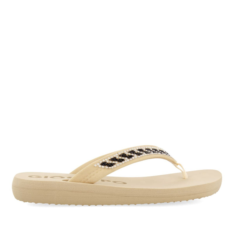 SANDALIAS COLOR BEIGE CON ADORNO DE CRISTALES PARA MUJER CARADON