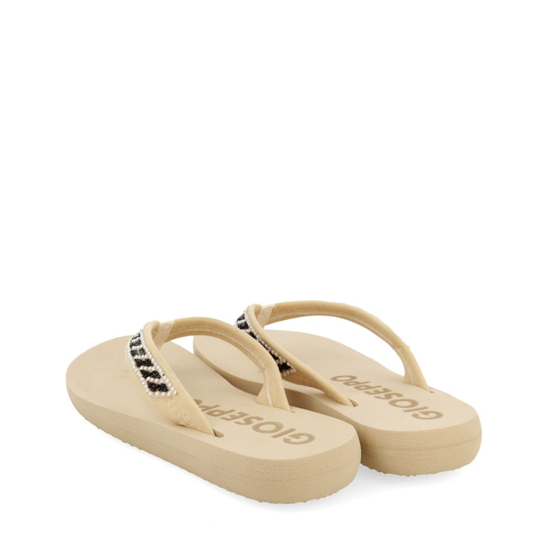 SANDALIAS COLOR BEIGE CON ADORNO DE CRISTALES PARA MUJER CARADON