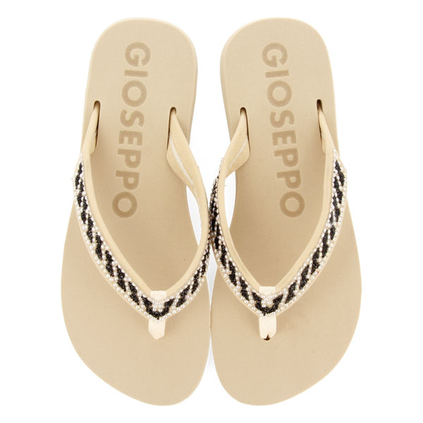 SANDALIAS COLOR BEIGE CON ADORNO DE CRISTALES PARA MUJER CARADON