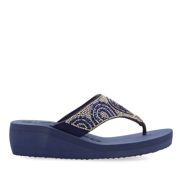 SANDALI BLU NAVY CON ZEPPA E STRASS PER DONNA CUDJOE 