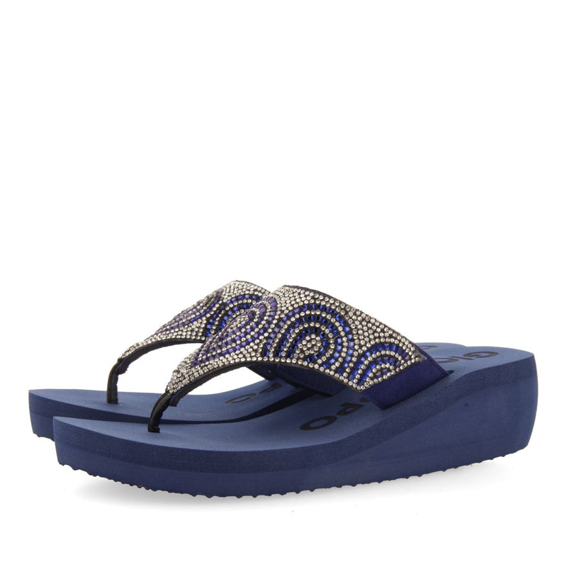 SANDALI BLU NAVY CON ZEPPA E STRASS PER DONNA CUDJOE 