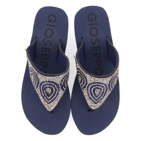 SANDALI BLU NAVY CON ZEPPA E STRASS PER DONNA CUDJOE 