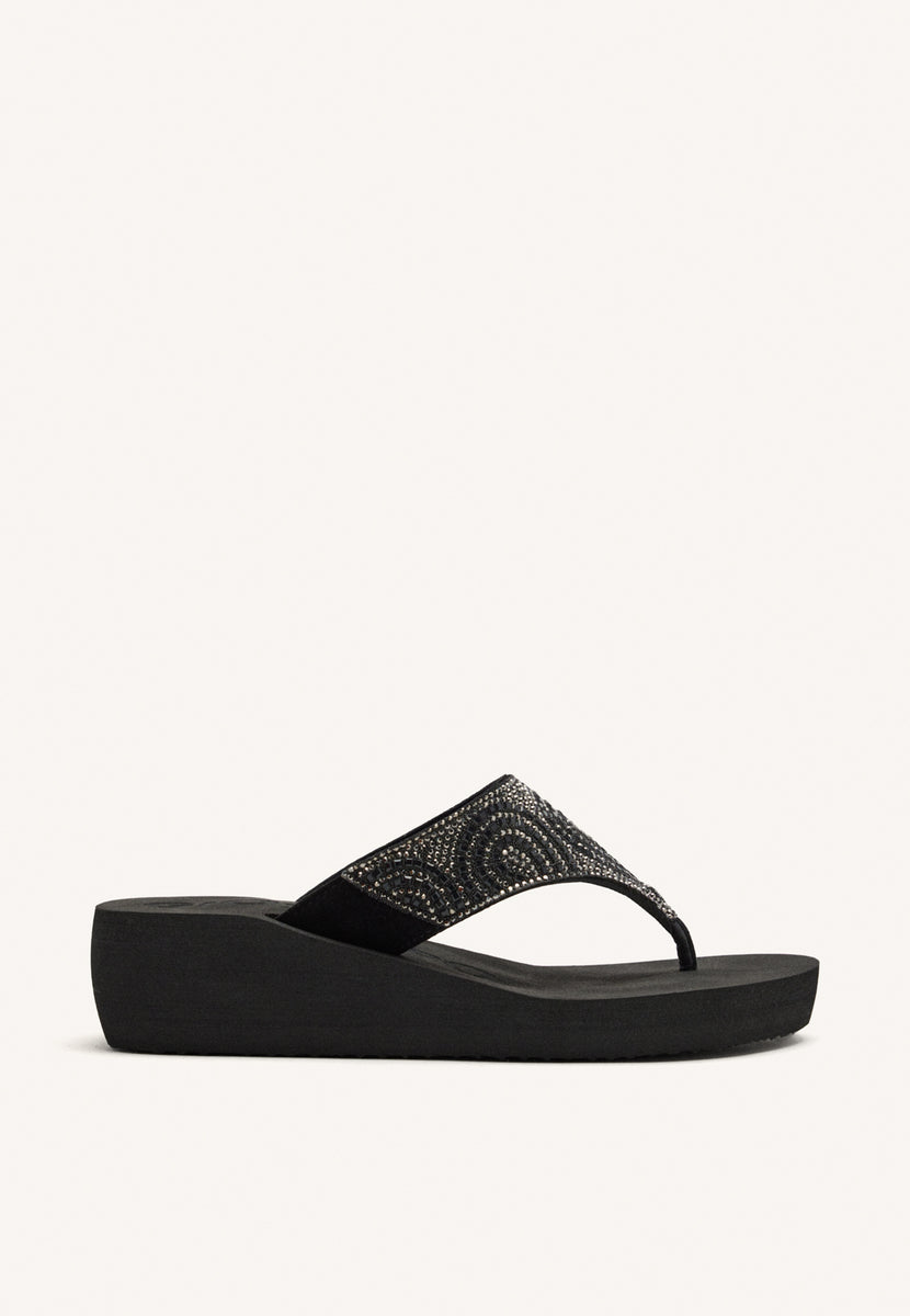 SANDALIAS NEGRAS CON PEDRERÍA PARA MUJER BUCCHERI