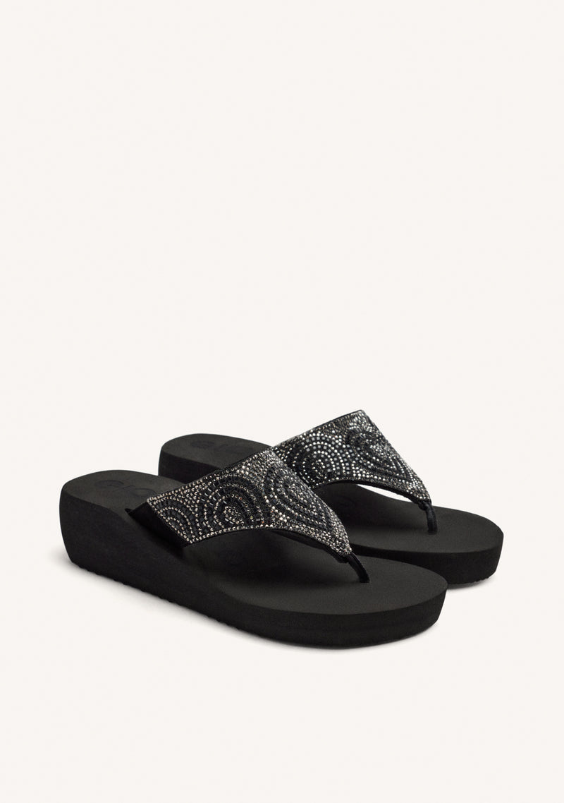 SANDALIAS NEGRAS CON PEDRERÍA PARA MUJER BUCCHERI