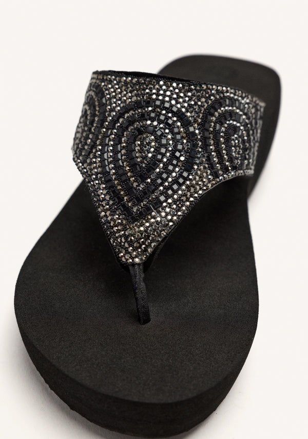 SANDALIAS NEGRAS CON PEDRERÍA PARA MUJER BUCCHERI
