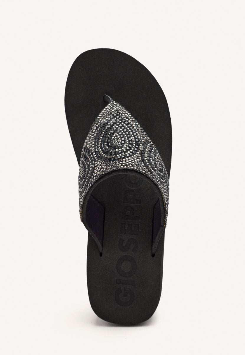 SANDALIAS NEGRAS CON PEDRERÍA PARA MUJER BUCCHERI