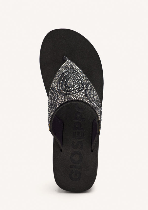 SANDALIAS NEGRAS CON PEDRERÍA PARA MUJER BUCCHERI