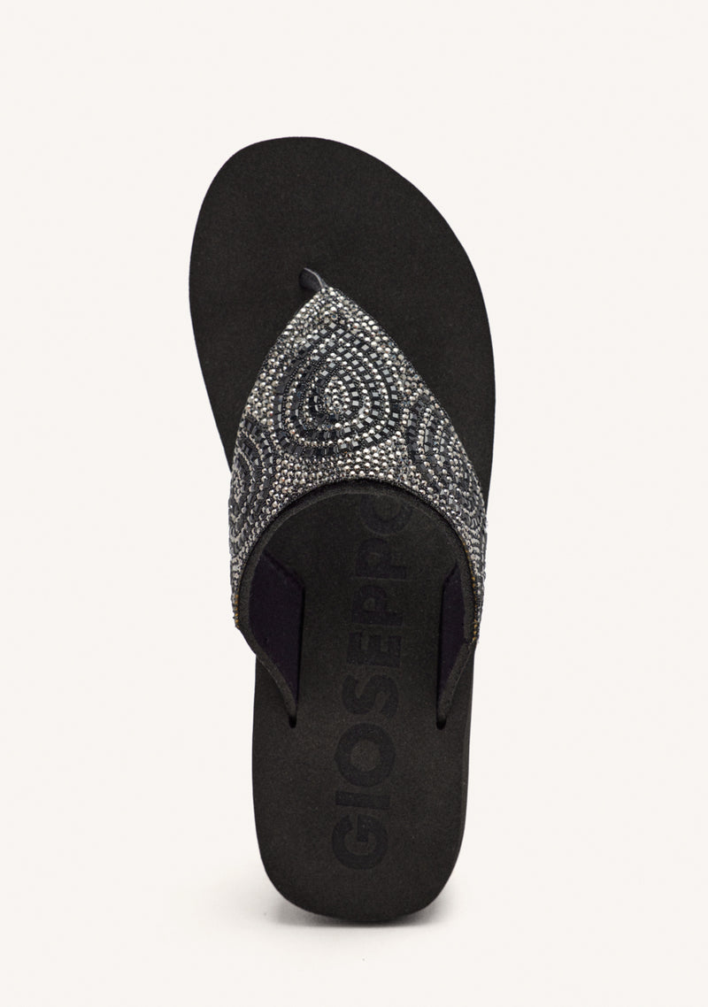 SANDALIAS NEGRAS CON PEDRERÍA PARA MUJER BUCCHERI