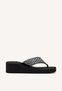 BLACK WEDGE SANDALS WITH CRYSTAL EMBELLISHMENT FOR WOMEN DRENOVE