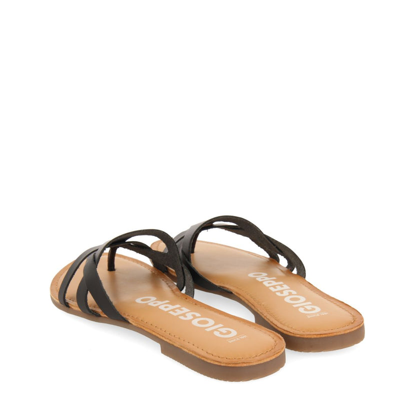 SANDALIAS COLOR NEGRO DE PIEL CON TIRAS PARA MUJER CAYUSE
