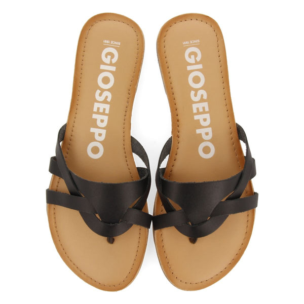 SANDALIAS COLOR NEGRO DE PIEL CON TIRAS PARA MUJER CAYUSE