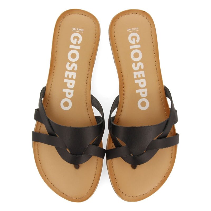 SANDALIAS COLOR NEGRO DE PIEL CON TIRAS PARA MUJER CAYUSE