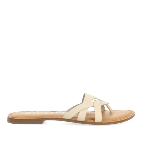 SANDALIAS COLOR OFF-WHITE DE PIEL CON TIRAS PARA MUJER CAYUSE