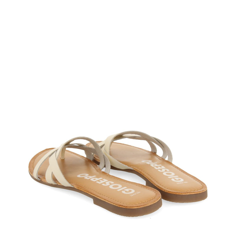 SANDALIAS COLOR OFF-WHITE DE PIEL CON TIRAS PARA MUJER CAYUSE