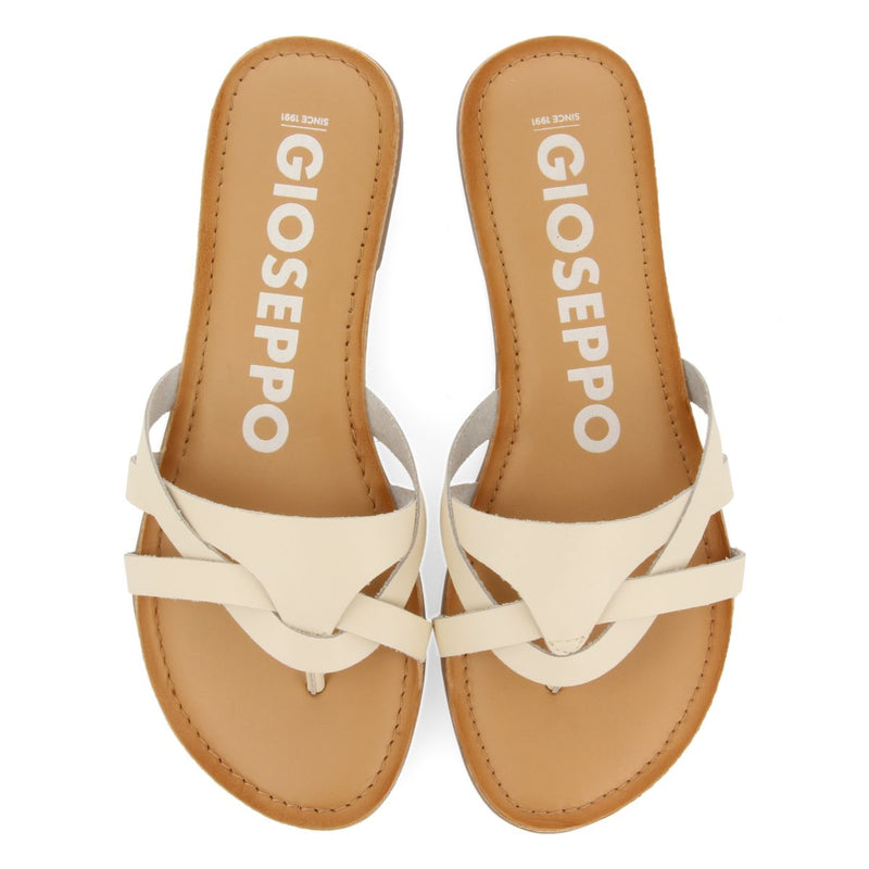 SANDALIAS COLOR OFF-WHITE DE PIEL CON TIRAS PARA MUJER CAYUSE